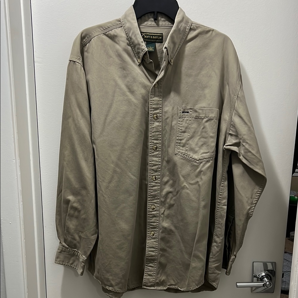 Men's Beige Button-Up Shirt